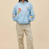 Daydreamer | Camp Patches Oversized Hoodie - Powder Blue
