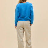 Daydreamer | Moon Cat Shrunken Raglan Sweatshirt - Azure Blue