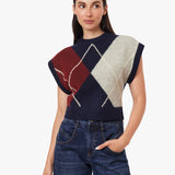 Habitual | Herringbone Sweater Vest - Navy with Winetasting