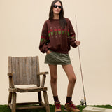 Daydreamer | Camp Flowers Oversized Crew Sweatshirt - Dark Auburn