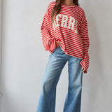 By Together | Just Merry Striped Pullover - Red/Cream