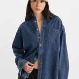 Good American | The Denim Easy Shirt - Alcove