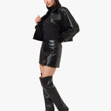 Habitual | Crocodile Embossed Mini Skirt - Jet Black