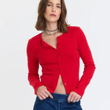 Daze Denim | Stargazer Pointelle Cardigan - Cherry Bomb