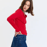 Daze Denim | Stargazer Pointelle Cardigan - Cherry Bomb