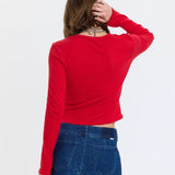 Daze Denim | Stargazer Pointelle Cardigan - Cherry Bomb