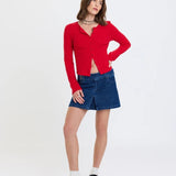 Daze Denim | Stargazer Pointelle Cardigan - Cherry Bomb