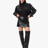 Habitual | Crocodile Embossed Mini Skirt - Jet Black