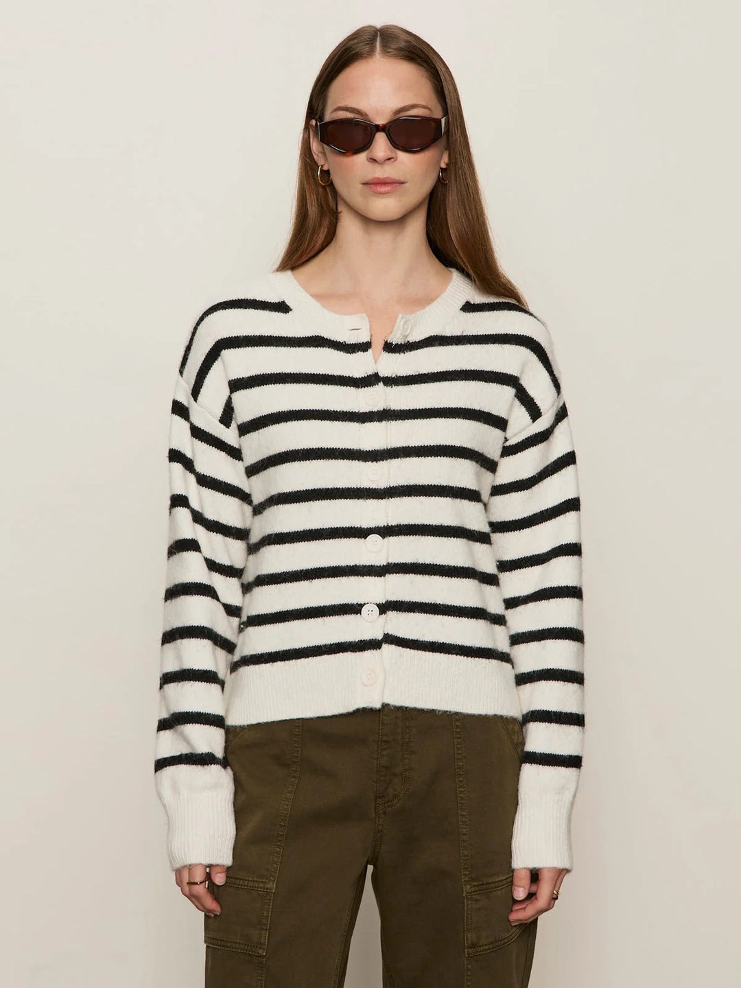 Sanctuary | Must-Have Cardi - Chalk With Black Stripe