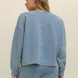 Z Supply | Delphine Knit Denim Sweatshirt - Ocean Air Indigo
