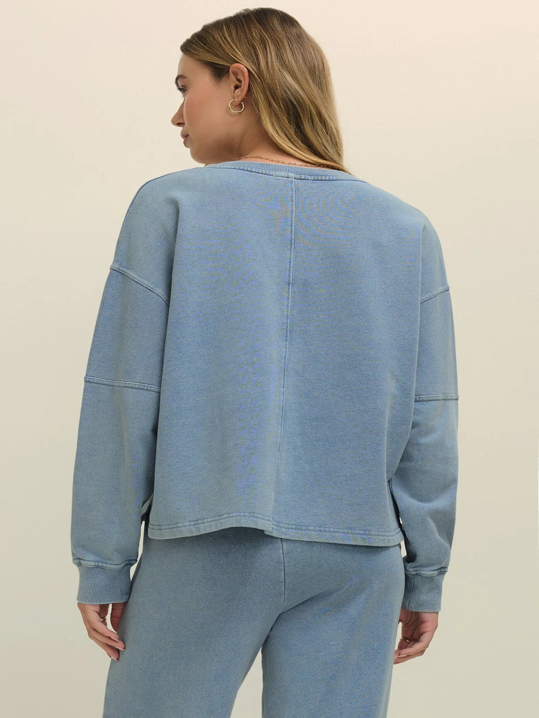 Z Supply | Delphine Knit Denim Sweatshirt - Ocean Air Indigo