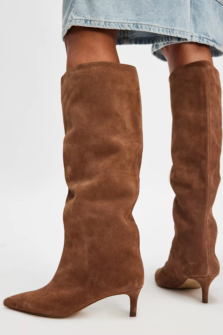 Free People | Kiki Kitten Heel Boot - Tan Suede