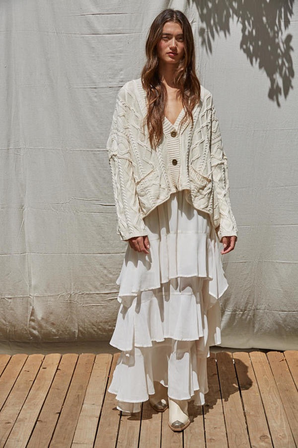 Anais Cable Knit Cardigan - Natural