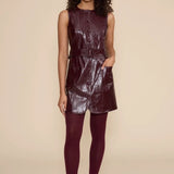 Lucy Paris | Julian Faux Leather Mini Dress - Wine