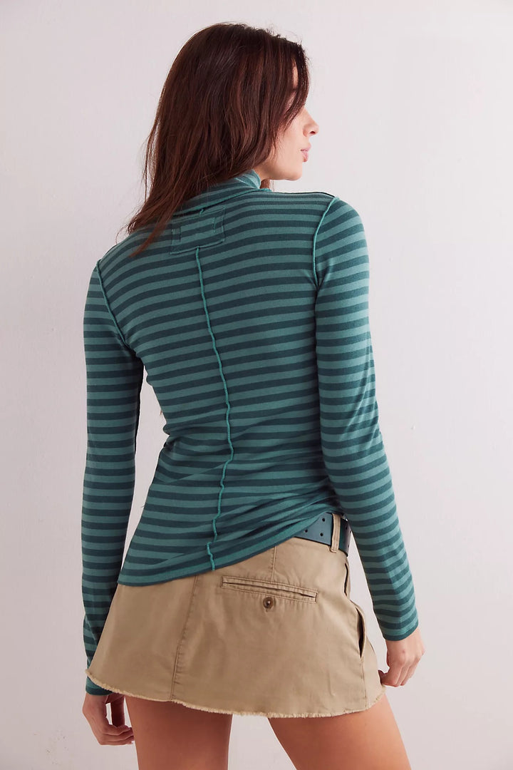 We The Free Good Good Stripe Turtleneck - Rainforest Combo