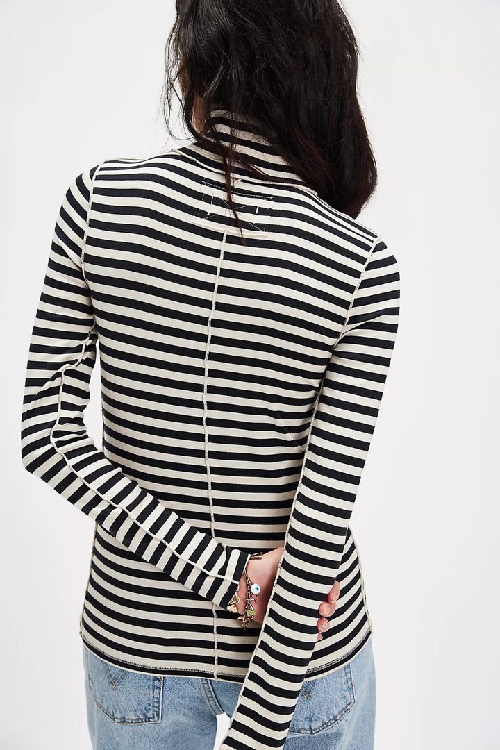 We The Free Good Good Stripe Turtleneck - Black Combo