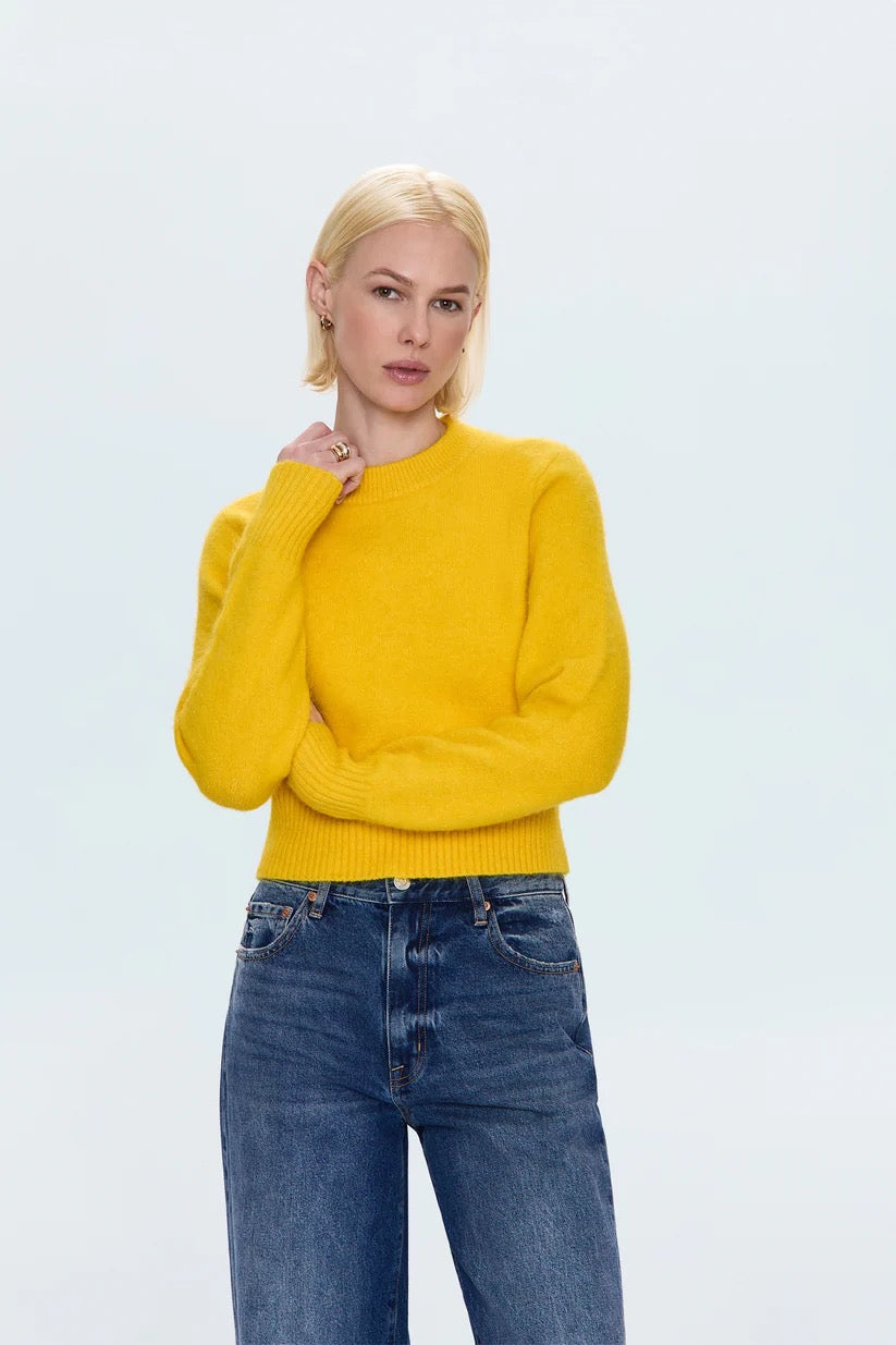 Pistola | Sara Shrunken Crewneck Sweater - Citron