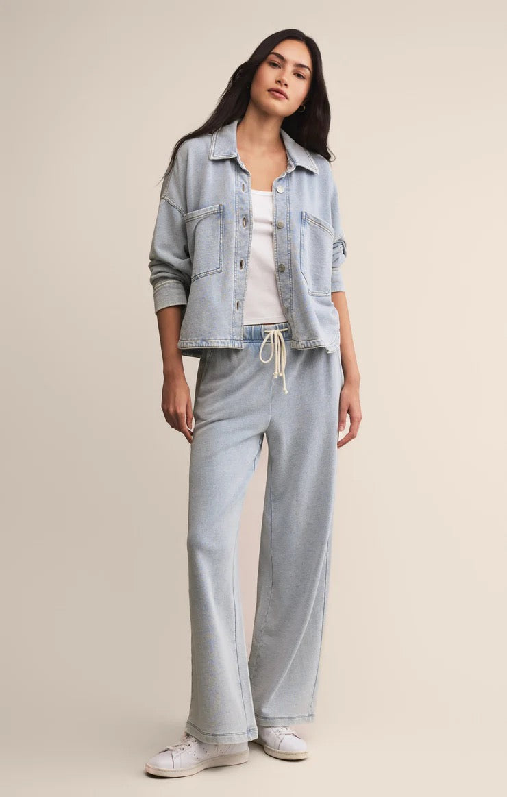 Z Supply | All Day Cropped Knit Denim Jacket - Washed Indigo