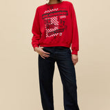 Daydreamer | Blondie Self-Titled Shrunken Raglan Sweatshirt - Ruby Red