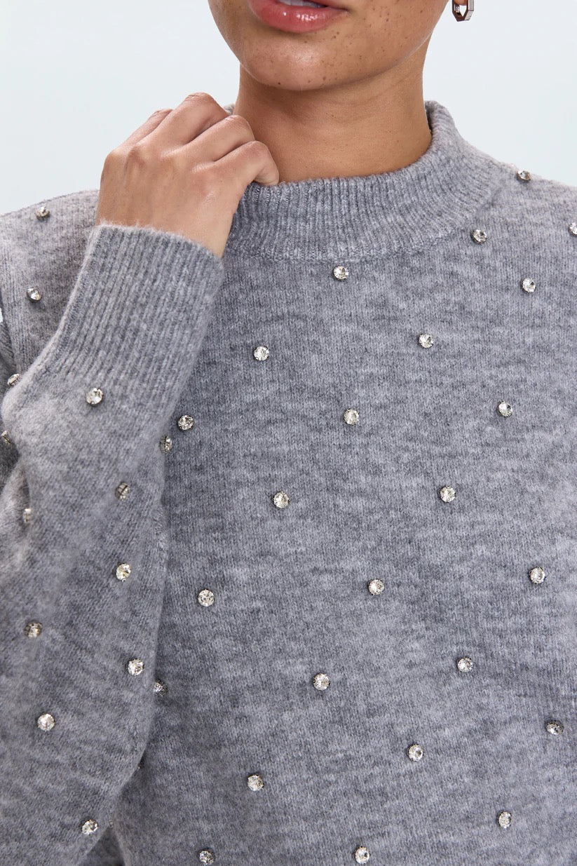 Pistola | Aura Relaxed Crew Neck Sweater- Charcoal Diamonte