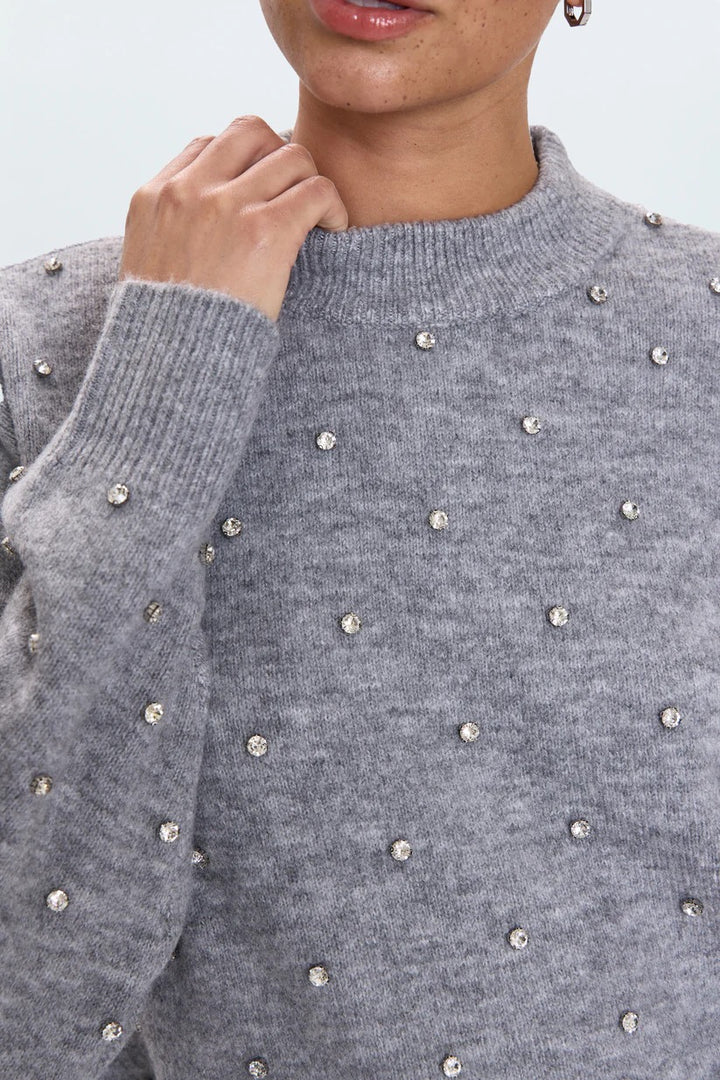 Pistola | Aura Relaxed Crew Neck Sweater- Charcoal Diamonte