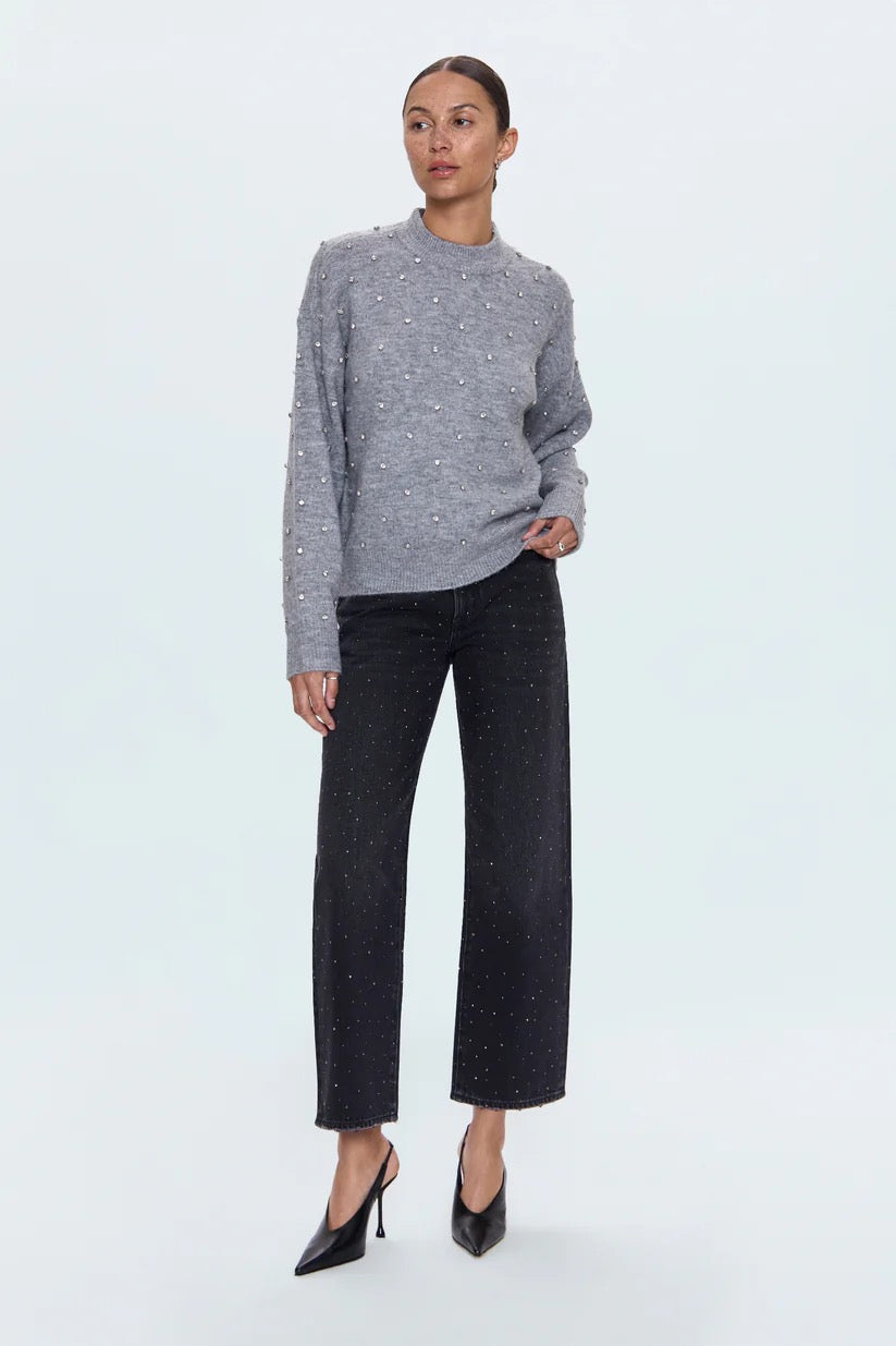 Pistola | Aura Relaxed Crew Neck Sweater- Charcoal Diamonte