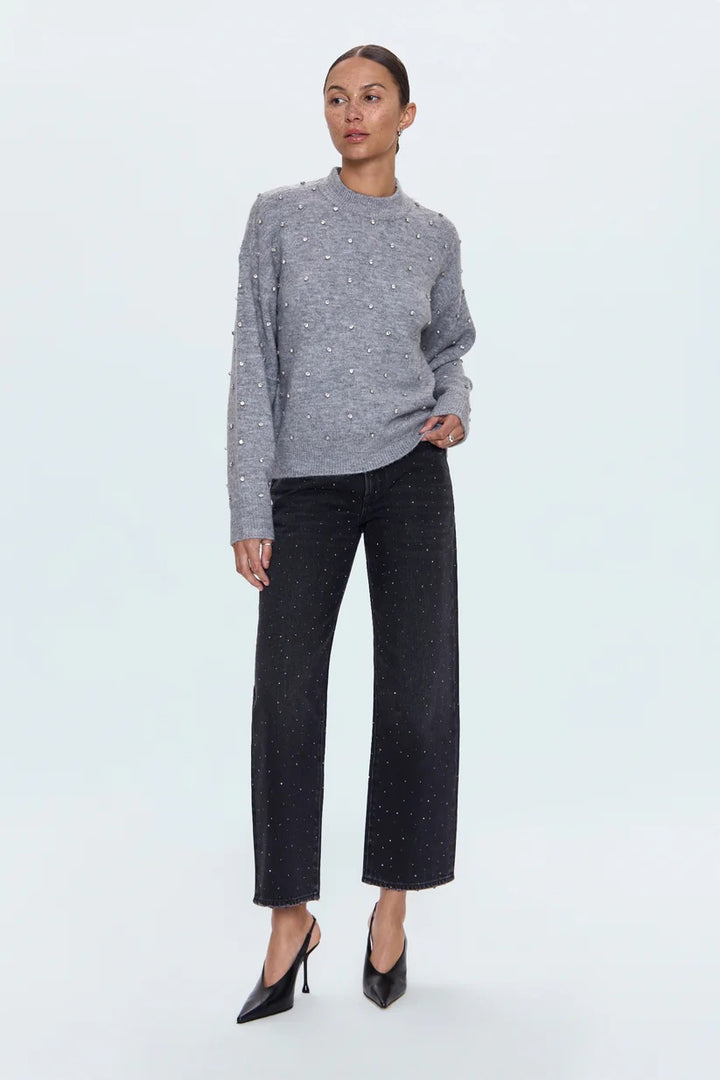 Pistola | Aura Relaxed Crew Neck Sweater- Charcoal Diamonte