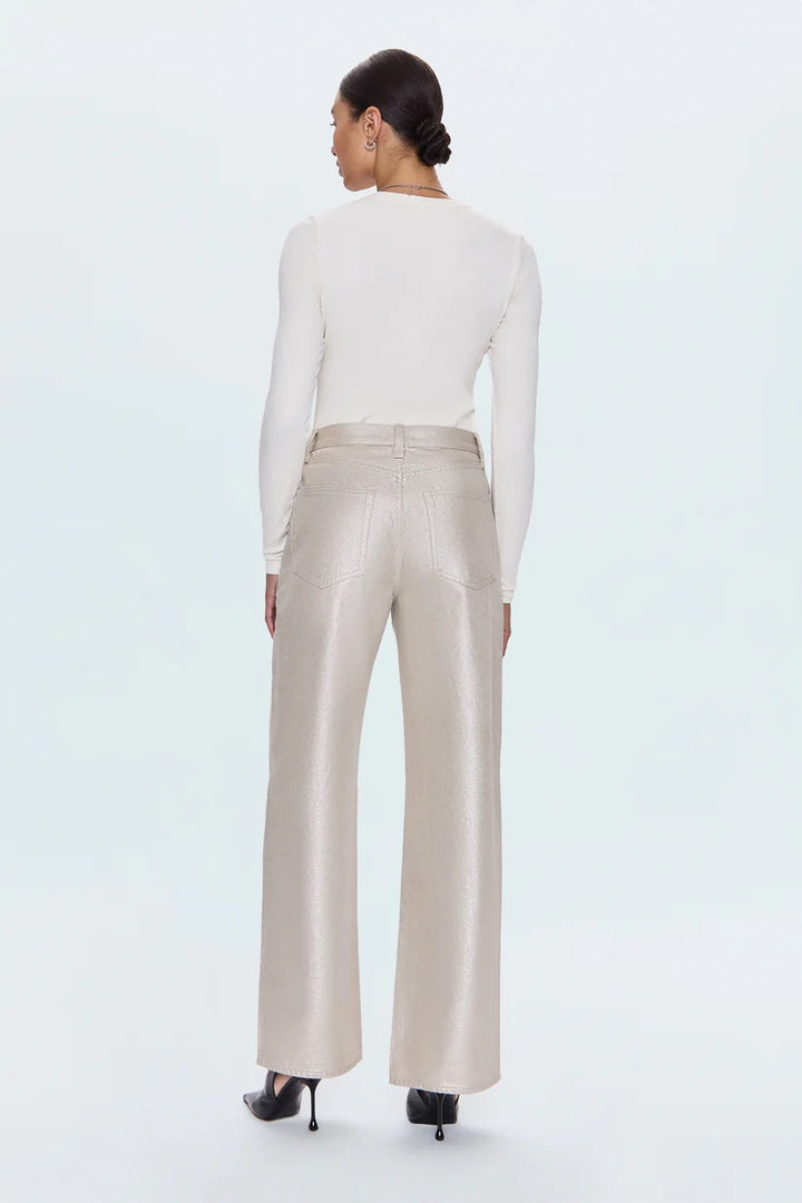 Pistola | Tate Hight Rise Bowed Wide Leg Jean - Champagne Luster