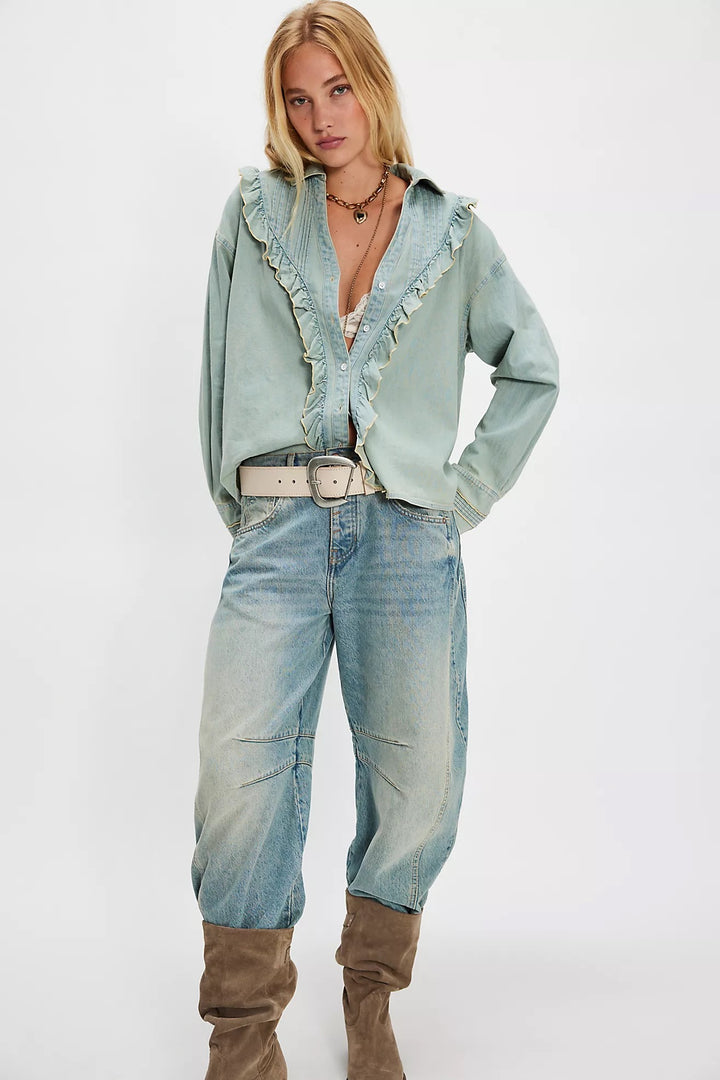 We The Free | Tattered and Ruffled Top - Vintage Tint Wash
