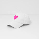 Kerri Rossenthal | Baseball Hat Heart Patch - White & Neon Pink