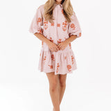 J. Marie | The Kade Dress - Burnt Orange Stripe Floral