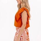 J. Marie | The Layne Top- Burnt Orange V-Neck Solid