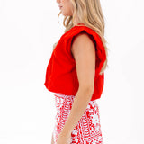 J. Marie | The Layne Top- Red V-neck Solid