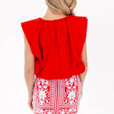 J. Marie | The Layne Top- Red V-neck Solid