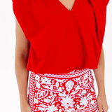 J. Marie | The Layne Top- Red V-neck Solid