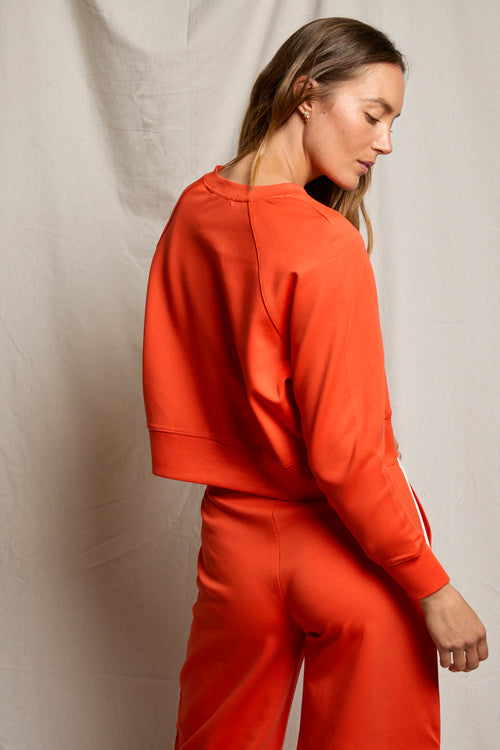 Perfect White Tee | Nell Travel Raglan Long Sleeve Sweatshirt - Tomato