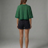 Meet Me In Santorini | Emerald French Terry Cropped Cardigan Top