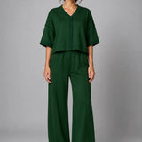Meet Me In Santorini | Emerald French Terry Cropped Cardigan Top