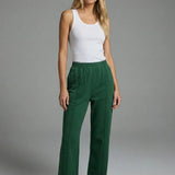 Meet Me In Santorini | Emerald French Terry Wide Leg Pants