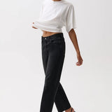 Pistola | Lexi Mid Rise Bowed Straight - Black Night