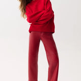 Pistola | Jett Alt Leather High Rise Bowed Straight - Savvy Red