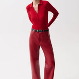 Pistola | Jett Alt Leather High Rise Bowed Straight - Savvy Red