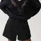 Pistola | Chiara V-Neck Lace Sweater - Black