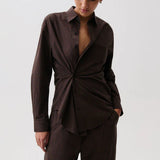 Pistola | Mila Long Sleeve Button Down Wrap Top - Hot Toddy
