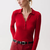 Pistola | Elise Featherweight Polo Henley - Savvy Red