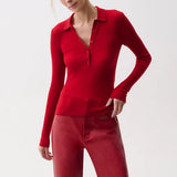 Pistola | Elise Featherweight Polo Henley - Savvy Red