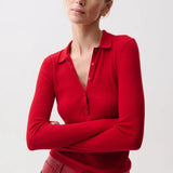 Pistola | Elise Featherweight Polo Henley - Savvy Red