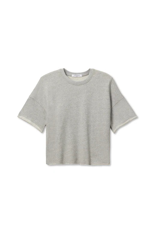 Perfect White Tee | Ezra French Terry Short Sleeve Sweatshirt - Heather Grey