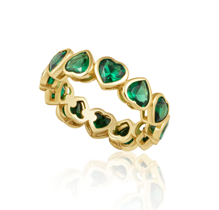 Bezel Heart Ring | Emerald