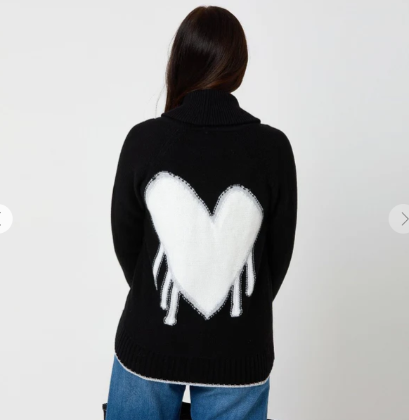 Kerri Rosenthal | Shawl Drippy Heart Cardigan - Black